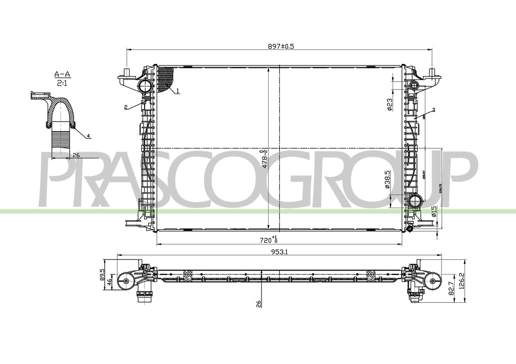 radiatore audi a4 b9 2015 2019 ad026r004