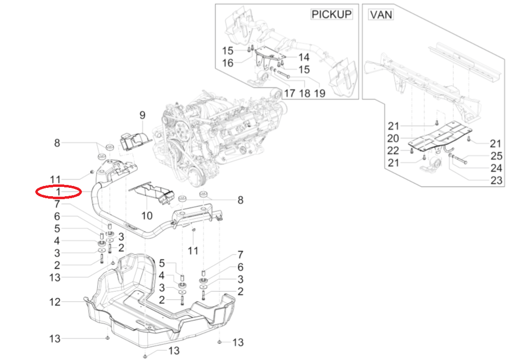 Telaio Supporto Motore Piaggio Porter E6 2015-2017 - Mondo Porter