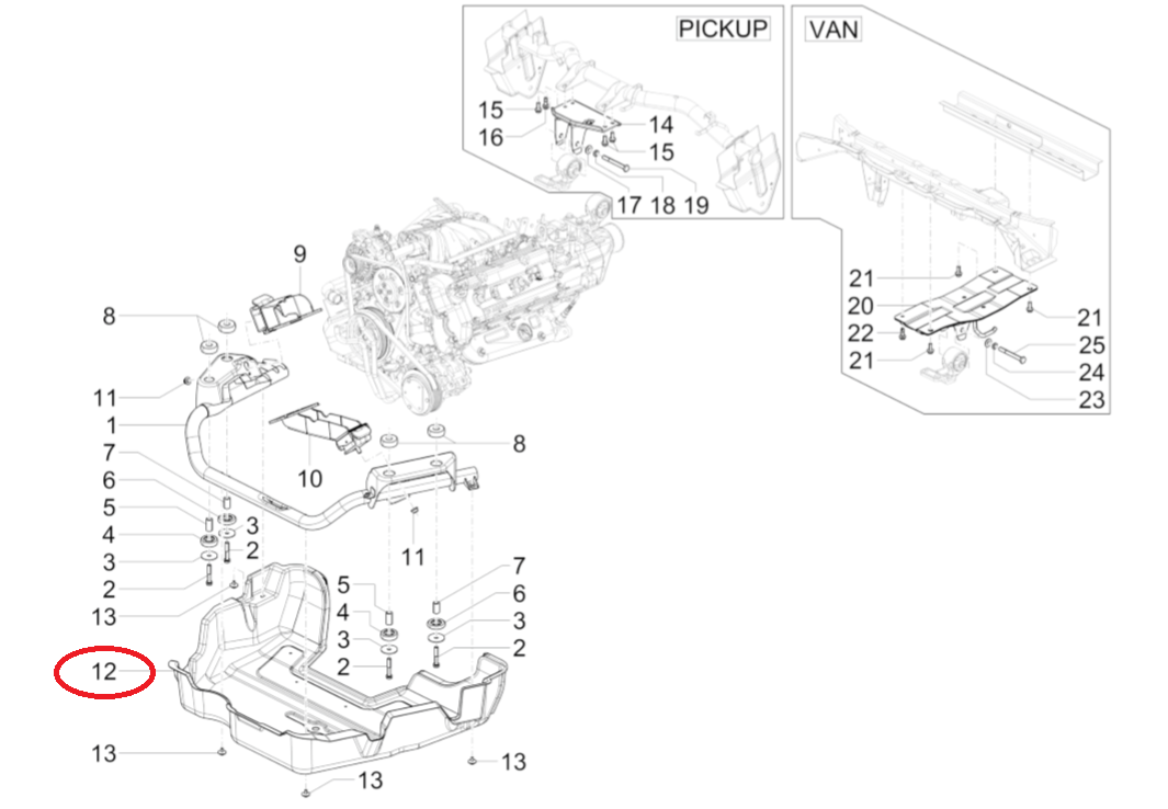 Riparo Inferiore Motore Piaggio Porter E 2015-2017 - Mondo Porter