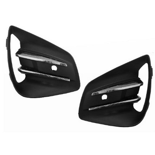 kit griglie paraurti anteriore nere goffrata senza sede fendi con modanature cromate con foro pdc supporto destra sinistra renault clio 2019 rn3322145