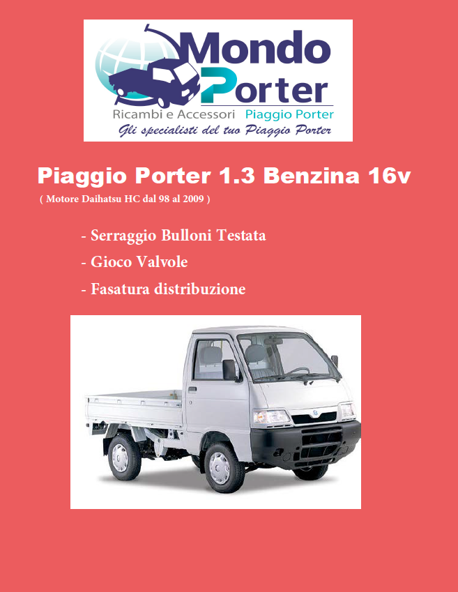 Manuale Motore - Piaggio Porter 1.3 Benzina 16v Daihatsu Hc - Mondo Porter