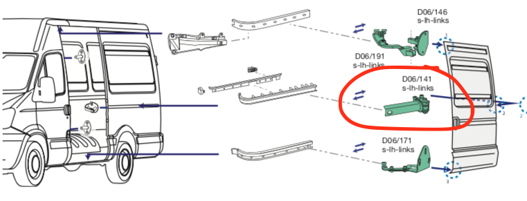 Cerniera Centrale Porta Scorrevole Laterale SX Iveco Daily 2012 - 3801611 - Specialista Daily