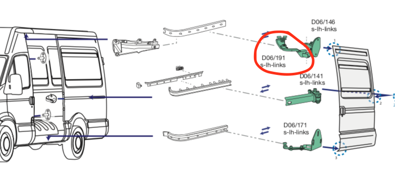 Cerniera Guida Superiore Porta Scorrevole SX Iveco Daily Furgonato - 3804805 - Specialista Daily