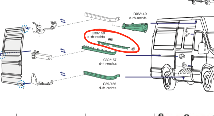Guida Centrale Porta Scorrevole Laterale DX Iveco Daily Furgonato - 500327779 - Specialista Daily