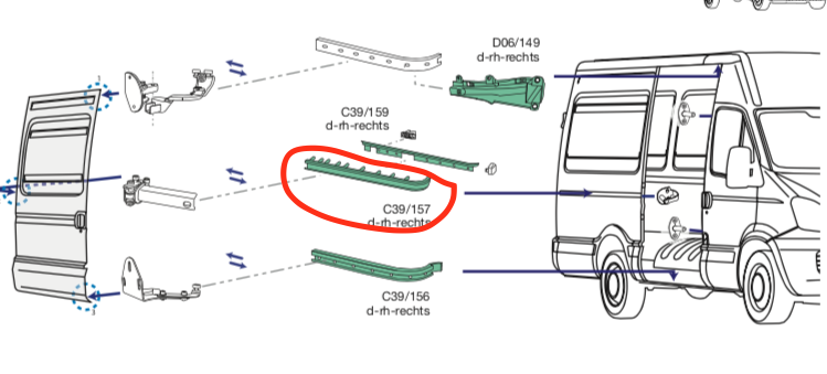 Guida Centrale Porta Scorrevole DX Iveco Daily Furgonato - 500329753 - Specialista Daily