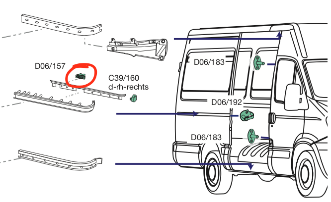 Cerniera Porta Scorrevole DX Iveco Daily - 500329769 - Specialista Daily