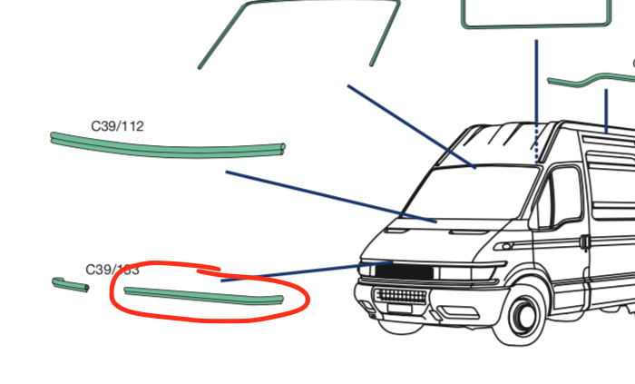 Guarnizione inferiore Cofano Anteriore Iveco Daily - 2997229 - Specialista Daily