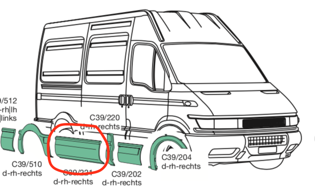 Modenatura Plastica Laterale Centrale DX iveco Daily Passo 3000- 500326815 - Specialista Daily