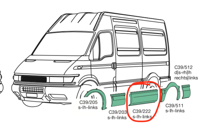 Modenatura Plastica Laterale SX Iveco Daily Passo 3000 - 500326818 - Specialista Daily