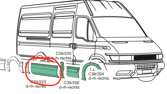 Modenatura Plastica Centrale DX Iveco Daily passo 3300 - 500326824 - Specialista Daily