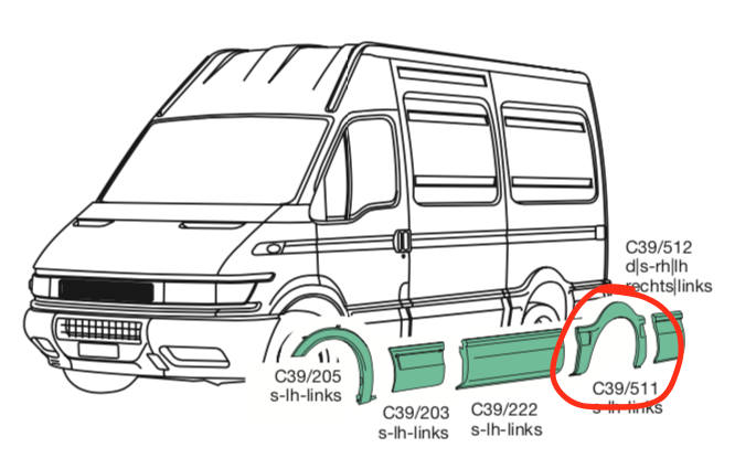 Modenatura Plastica Passaruota SX Iveco Daily passo 3000 - 500326832 - Specialista Daily