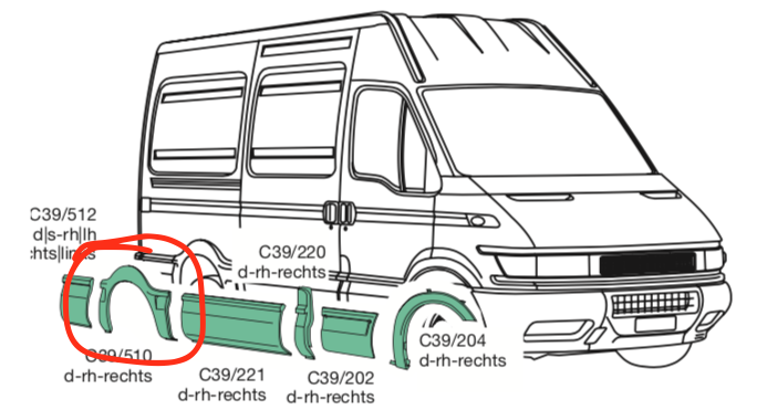 Modenatura Plastica Passaruota DX Iveco Daily passo 3000 - 500326831 - Specialista Daily