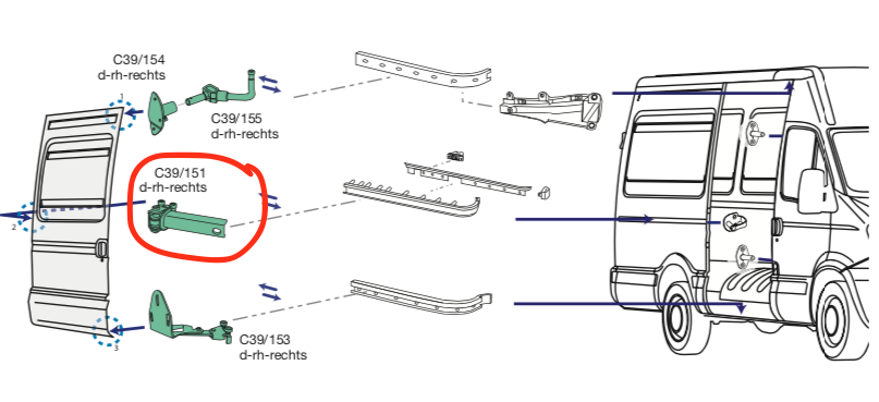 Cerniera guida centrale Porta Scorrevole DX Iveco Daily - 500329765 - Specialista Daily