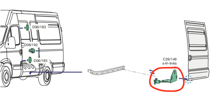 Cerniera Inferiore Porta Laterale SX sinistra Iveco Daily - 500329842 - Specialista Daily