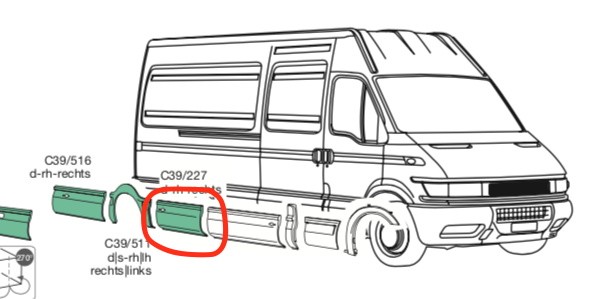 Modenatura Plastica DX Posteriore Iveco Daily Furgonato - 500334417 - Specialista Daily