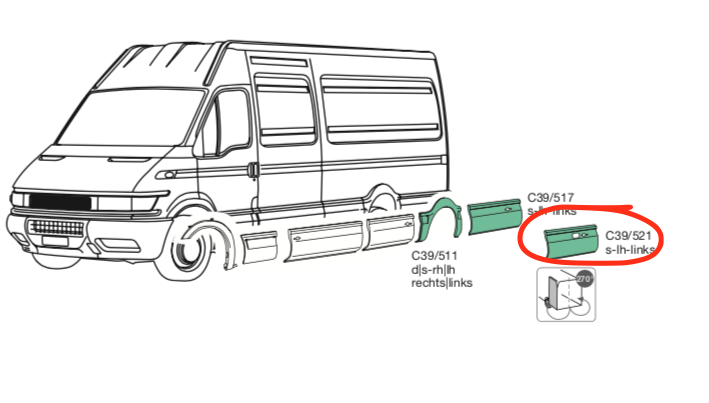 Modenatura Plastica Laterale Posteriore SX Iveco Daily - 500334457 - Specialista Daily