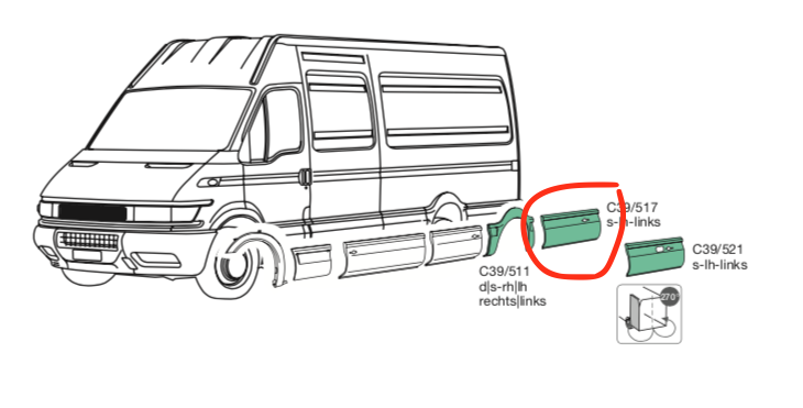 Modenatura Plastica posteriore Sx Iveco Daily - 500334459 - Specialista Daily