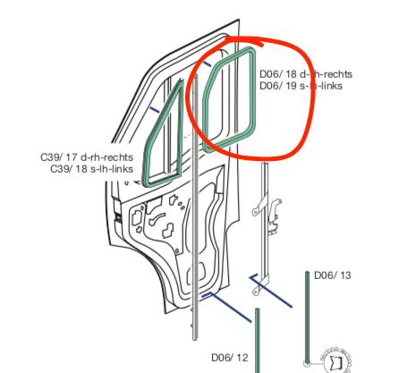 Guarnizione Finestrino Sportello SX sinistro Iveco Daily - 504042950 - Specialista Daily