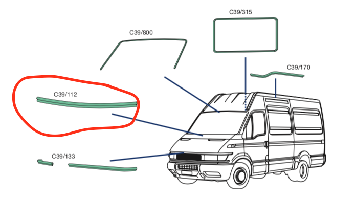 Guarnizione inferiore Parabrezza Iveco Daily - 504045619 - Specialista Daily