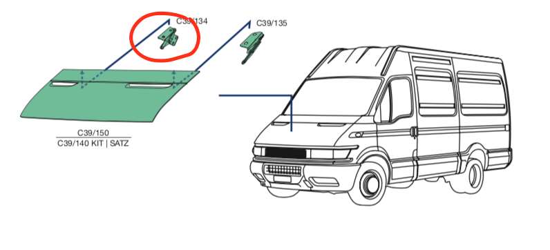 Staffa Cofano Anteriore DX destra Iveco Daily - 504058770 - Specialista Daily