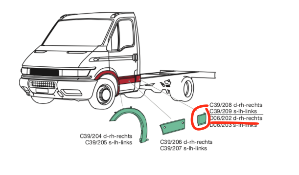 Modenatura Paracolpo laterale Cabina Iveco Daily - 504099615 - Specialista Daily