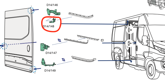 Cerniera Superiore con Rulli Sportello Laterale Iveco Daily - 5801522453