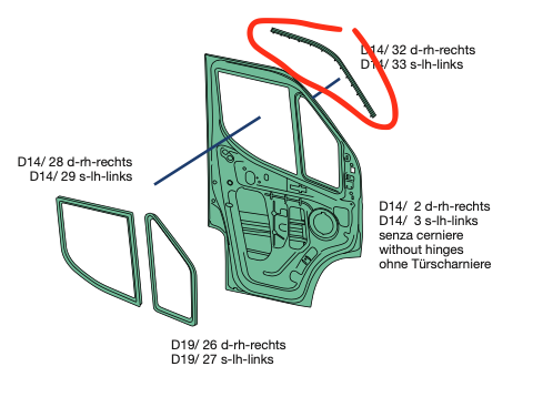 Guarnizione Interno Profilo Sportello Sinistro Sx Iveco Daily - 5801555859