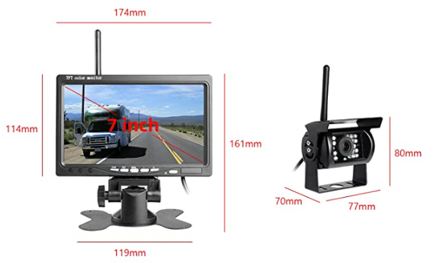 Telecamera di Retromarcia 7 pollici HD Monitor Wireless, Telecamera Posteriore Senza Fili Sistema di Assistenza al Parcheggio, Impermeabile Visione Notturna 12V-24V Iveco Daily Universale - Specialista Daily