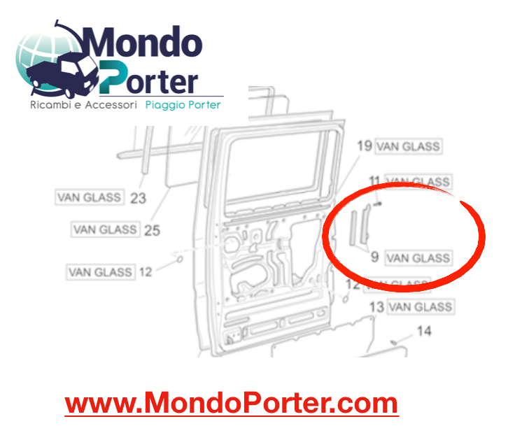 Guida Vetro Sportello Dx Piaggio Porter Van - Mondo Porter