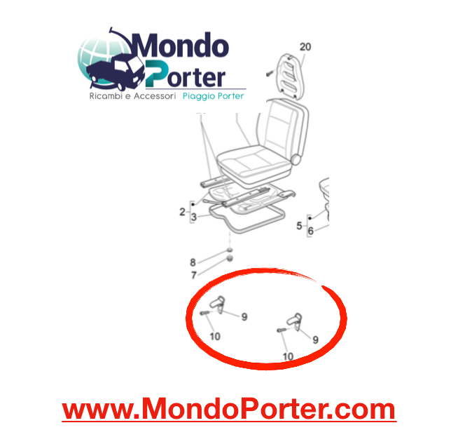 Gancio Sedile Piaggio Porter - Mondo Porter