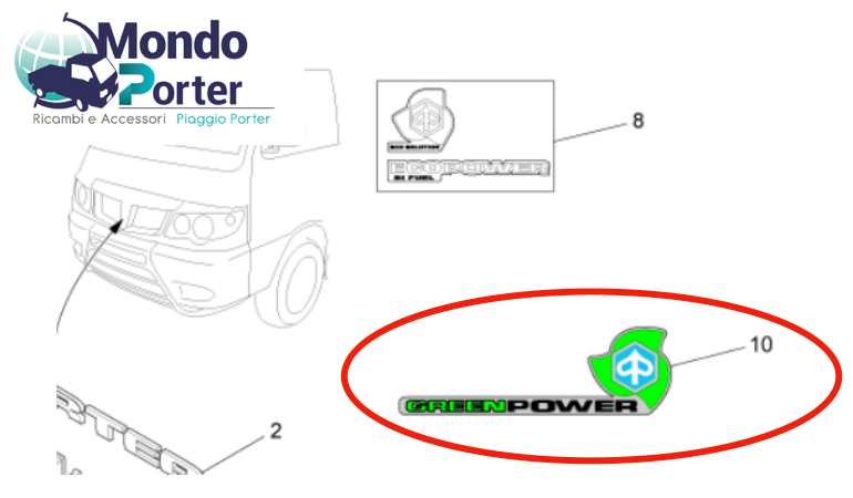 Targhetta Scritta Adesiva "GREEN POWER" - Mondo Porter