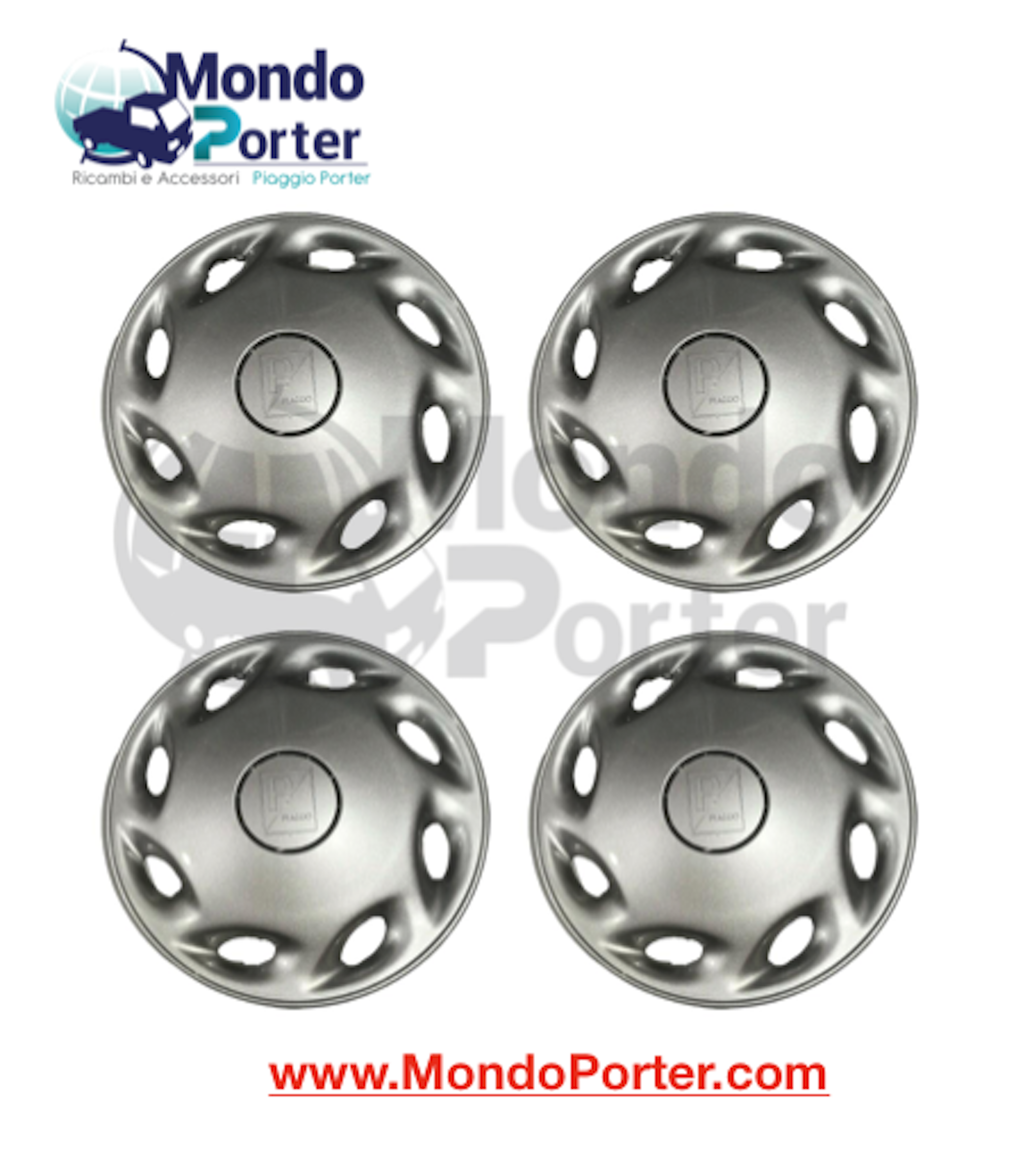 Set di 4 Coppette Copriruota / Copri Cerchi Piaggio Porter R 12" Originali - Mondo Porter