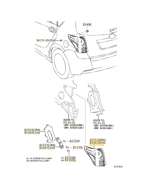Fanale Posteriore Stop Sinistro per Toyota Verso 2009-2013 Oe 815610F092