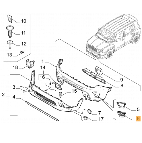 Griglia Paraurti Anteriore Destra Jeep Renegade Oe 735695608