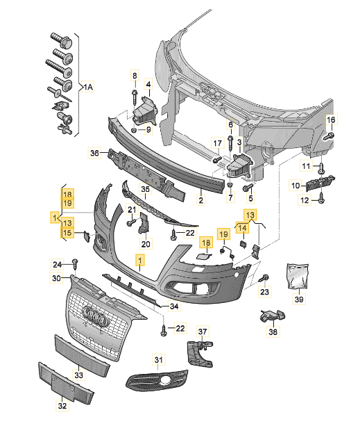 Paraurti Anteriore Audi A3 Sportaback 2010 Oe 8P0807105FGRU