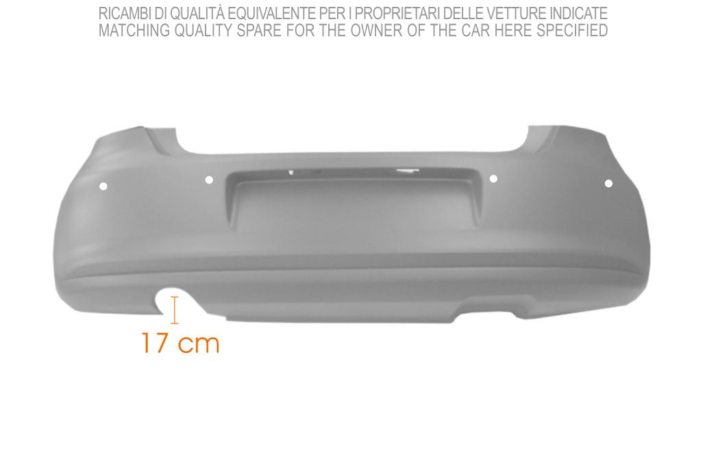 paraurti posteriore con primer con fori pdc supporti con scarico singolo grande a sinistra volkswagen polo 2009 2014 vg0231071