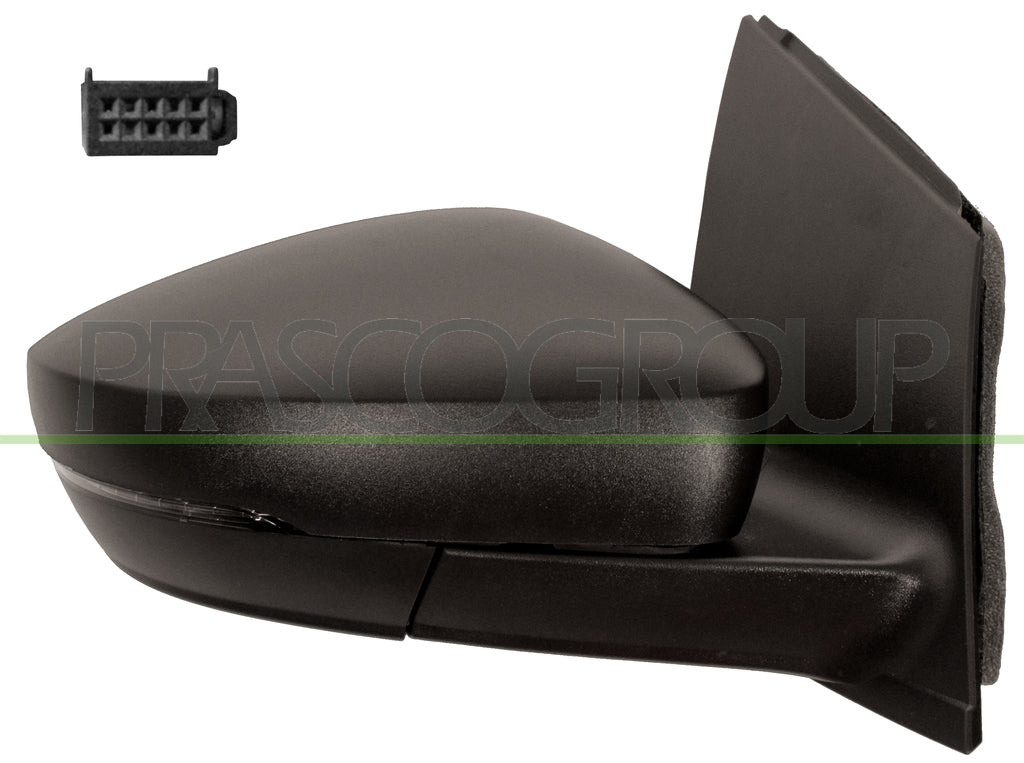 retrovisore destro a cavi nero con fanale convesso connettore rettangolare 10h2p mod 12 09 volkswagen polo 2009 2014 vg0237115p