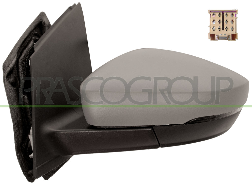 retrovisore sinistro elettrico con primer termico con fanale connettore quadro asferico 6 pins mod 11 09 volkswagen polo 2009 2014 vg0237144p