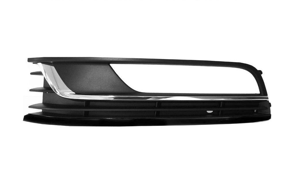 griglia sinistra paraurti anteriore nera goffrata con sede fendi con modanatura cromata mod trendline volkswagen passat b7 2010 2014 vg0552124