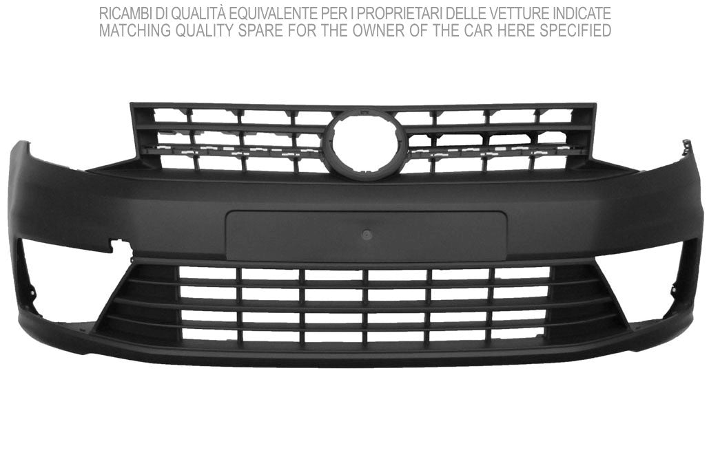 paraurti anteriore nero goffrato con griglia radiatore con fori modanatura con tracce lavafari volkswagen caddy 2015 2020 vg9071001