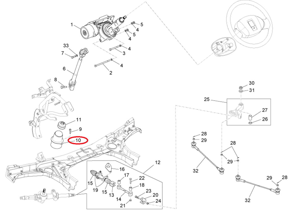 Cuffia Albero Sterzo Piaggio Porter Multitech B000466 - Mondo Porter
