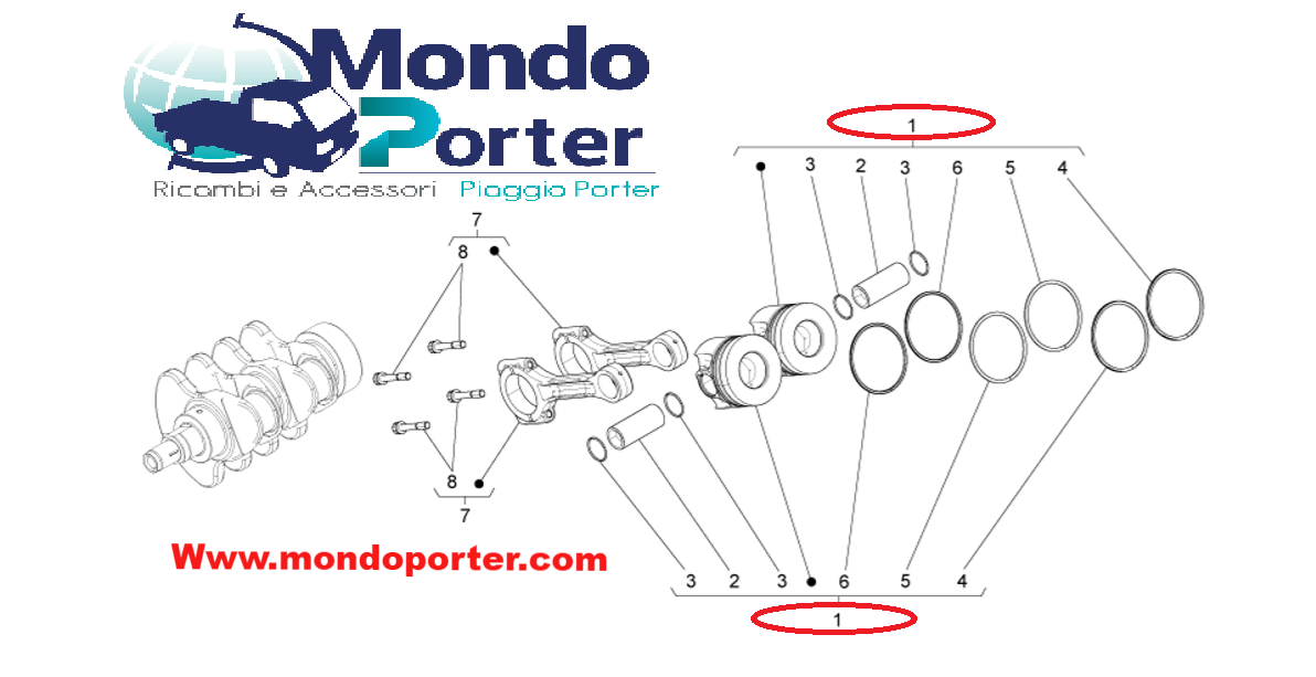 Pistone Completo Piaggio Porter Diesel D120 E5 2011-2013 - Mondo Porter
