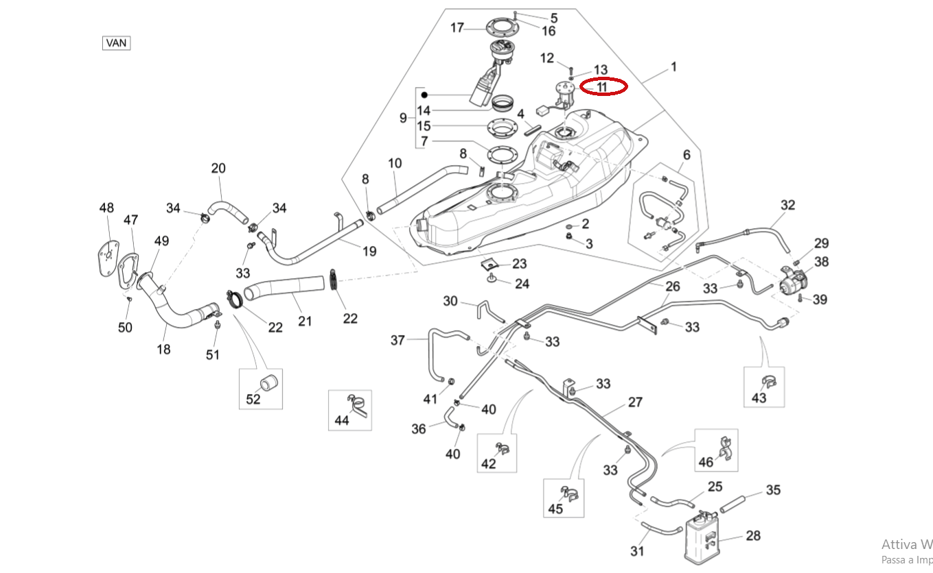 Indicatore Livello Carburante Piaggio Porter VAN - Mondo Porter