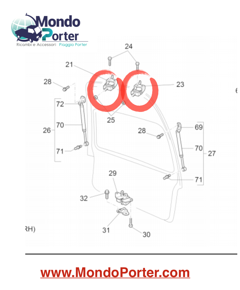 Cerniera Portellone Posteriore Piaggio Porter Van - Mondo Porter