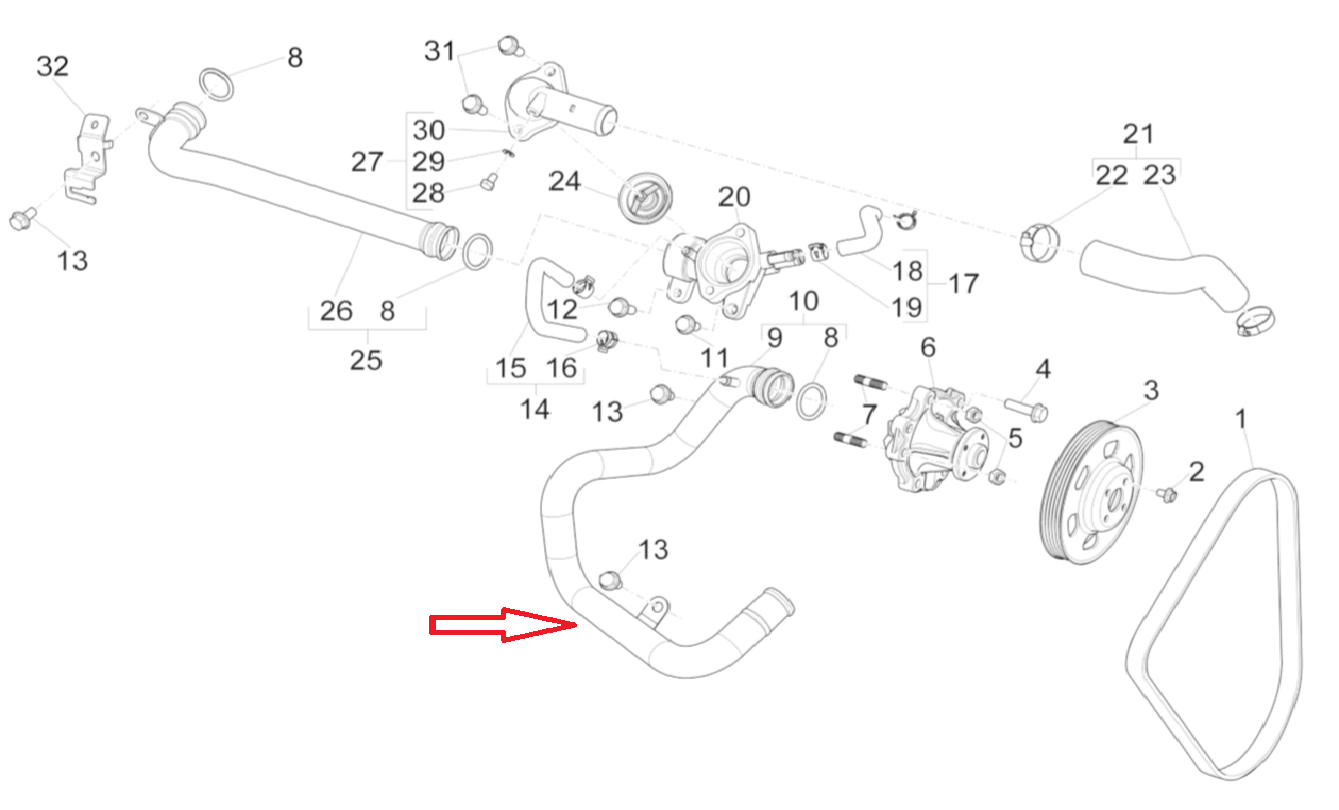 Tubo Ingresso Acqua Piaggio Porter E6 2015-2017 1F000081 - Mondo Porter