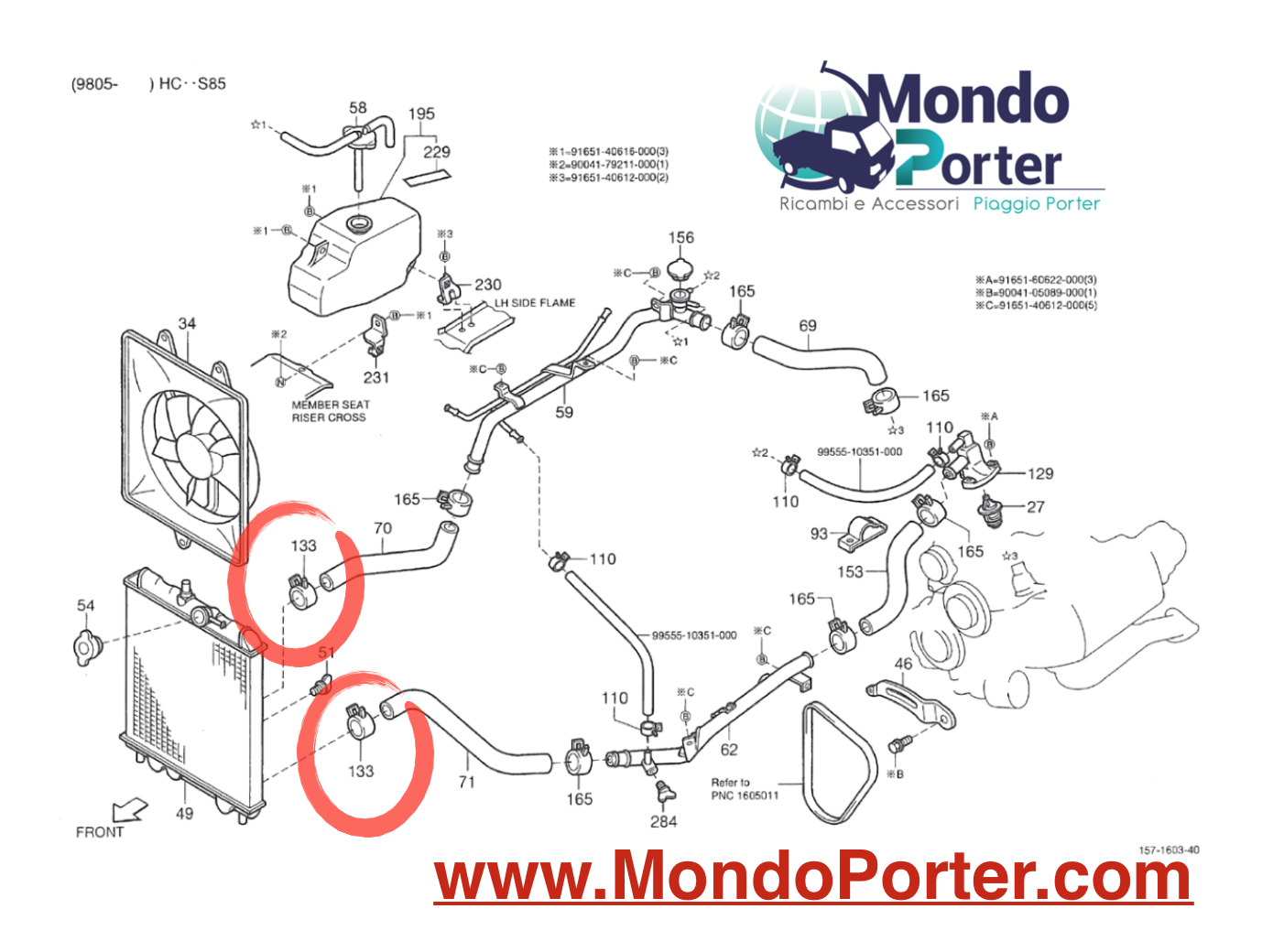 Fascetta Manicotti Piaggio Porter 9004467304000 - Mondo Porter