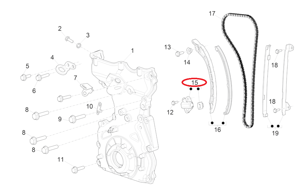 Tendicatena Piaggio Porter Multitech E6 2015-2017 1A005545 - Mondo Porter