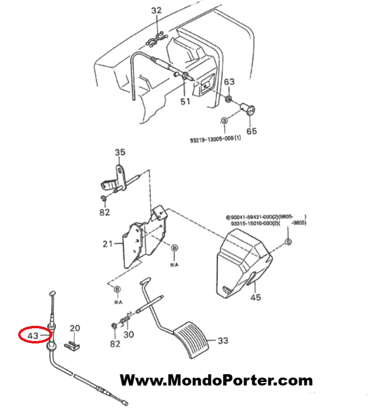 Filo Trasmissione Gas acceleratore Piaggio Porter Benzina 1.0 - Mondo Porter