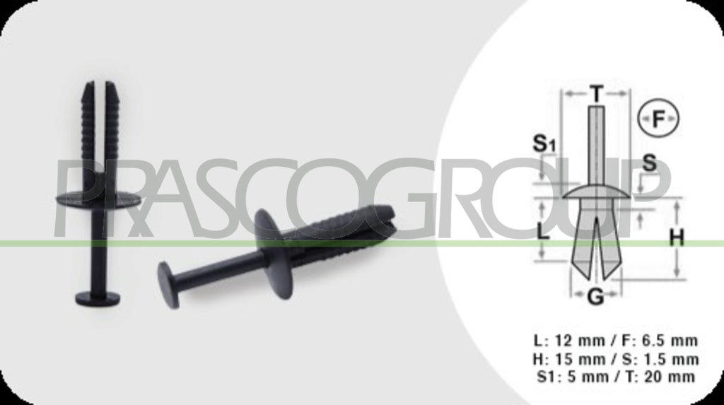 rivetti plastica 17 pezzi lunghezza 12 mm larghezza 1 5 mm testa 20 mm foro 6 5 mm bmw 5 series e39 1995 2000 bm044cl01