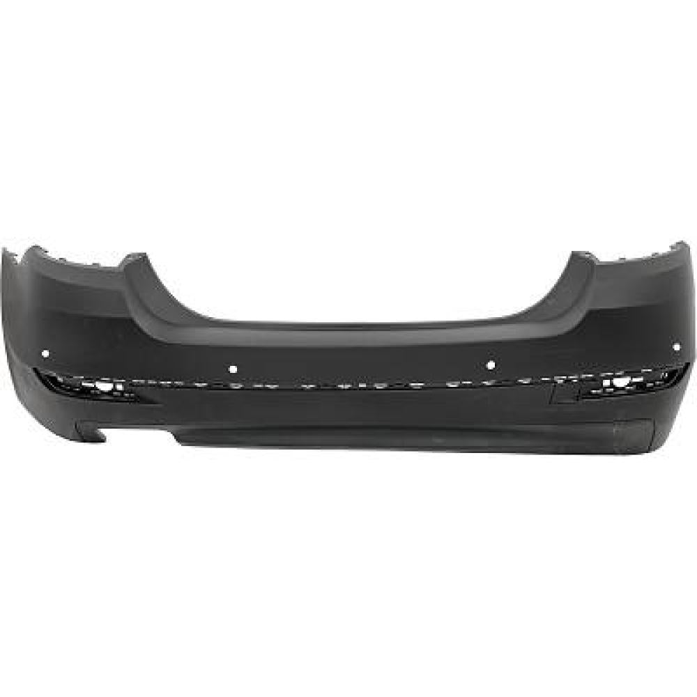 paraurti posteriore con primer con tappo copri gancio traino con fori modanatura con fori pdc supporti con scarico doppio a sinistra mod 4 porte modern line bmw 5 series f10 f11 lci 2013 2016 bm0501071
